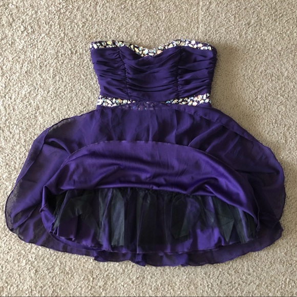 Windsor sequins Rhinestones strapless Purple dress size 7/8 - Picture 8 of 13